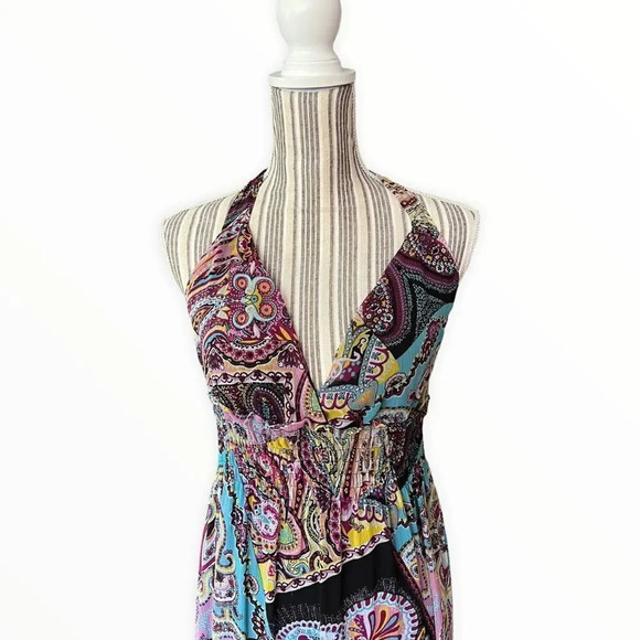 STUDIO F | Multicolored | Halter Smocked Waist Printed Dress - Picture 9 of 13
